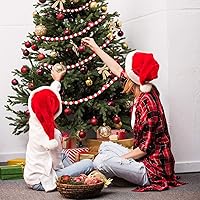 Vista 4 de Hicarer Guirnalda de cuentas de madera de Navidad de 16 pies, guirnalda de cuentas de madera de Navidad, decoración de bastón de caramelo