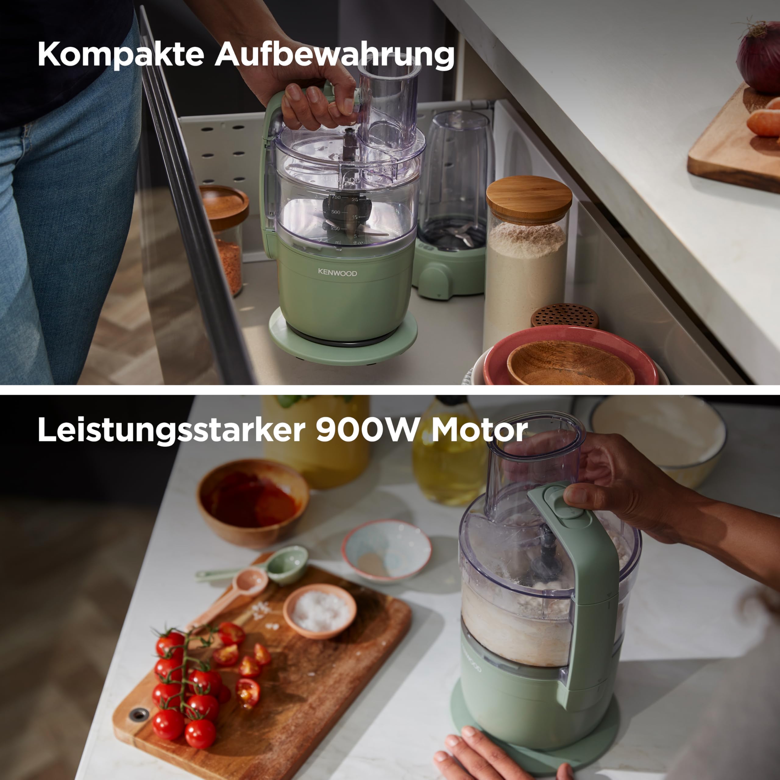 Kenwood MultiPro Compact wielofunkcyjny robot kuchenny z funkcją Express Serve, ostrzem ze stali nierdzewnej, tarczami do krojenia i tarką, osobisty blender 600 ml, funkcja pulsu, zielony eukaliptus