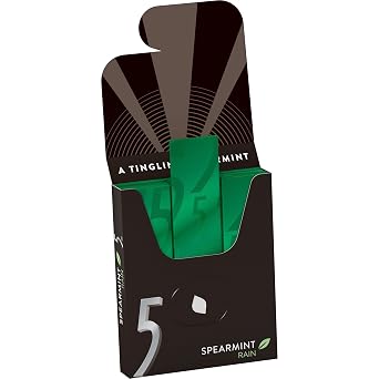 5 Gum Spearmint Rain Sugarfree Gum, Each 18 Count of 15 Sticks