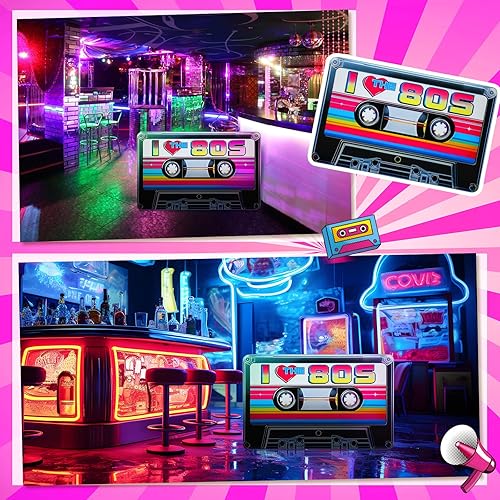 Miniatura 6 de Amyhill Cinta de casete de 4.6 pies de los 80 con corte de cartón, tamaño real, estilo retro de los años 80, década de 1980, decoración de fiestas