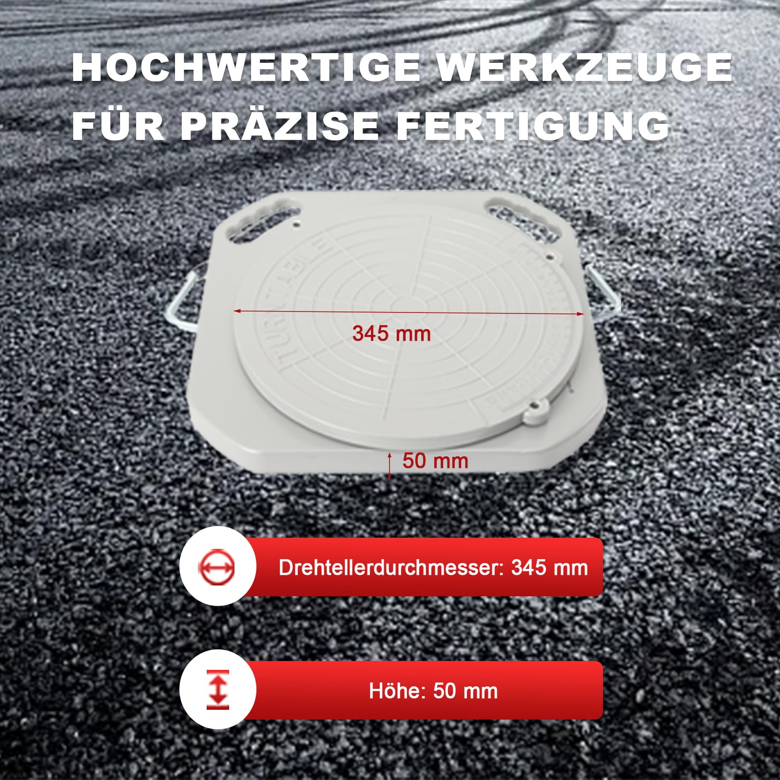 Achsvermessungs-Drehteller 2,5t, Spureinstell-Set (Paar) | DIY Spureinstellung für Heimwerker, mit 2* Übergangsblock und 2* Dämpfungsblock，Werkzeug für Spureinstellung mit Zubehör