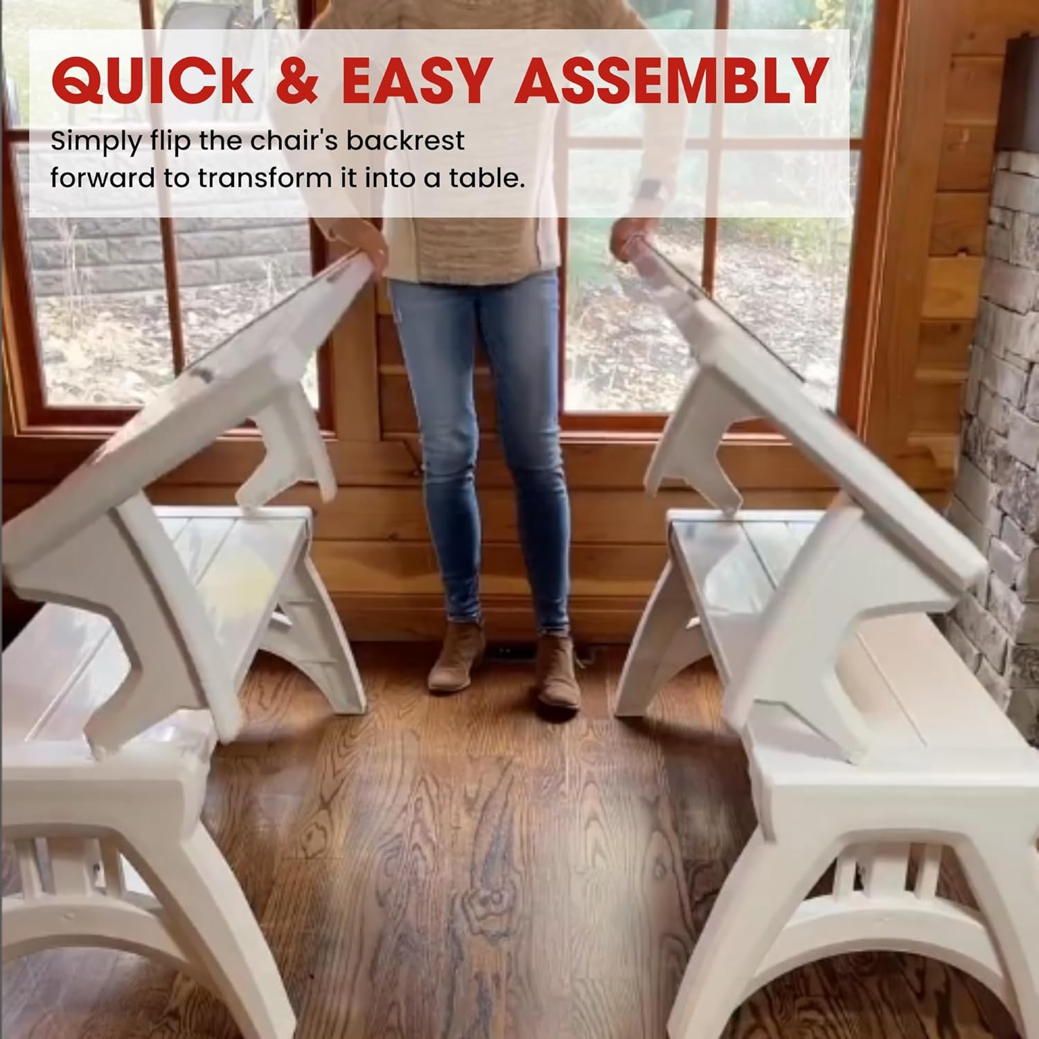 Convert-a-Bench Gen 2 2-in-1 Outdoor Convertible Bench to Picnic Table | Space-Saving, Weather-Resistant Patio Furniture for Yard, Deck, Garden | Easy Assembly & Durable - 1 Bench/Order, Adobe