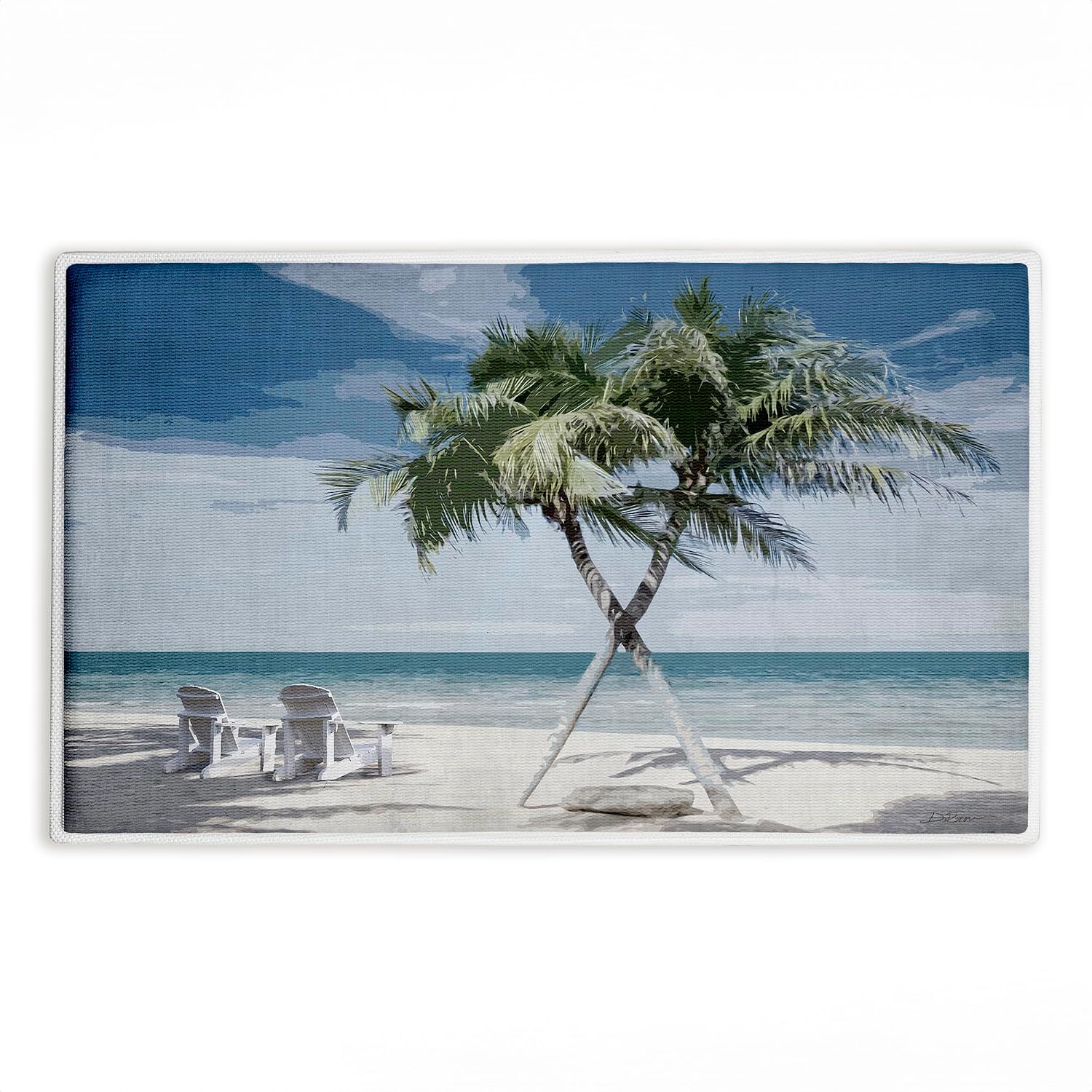 Stupell Industries X Marks The Spot Palms Plush Bathroom Mat & Bath Rug, Soft Quick-Dry Non-Slip Bathroom Rug with Recycled Foam Cushion, Tropical Botanical Design by Denise Brown, 18"x30"
