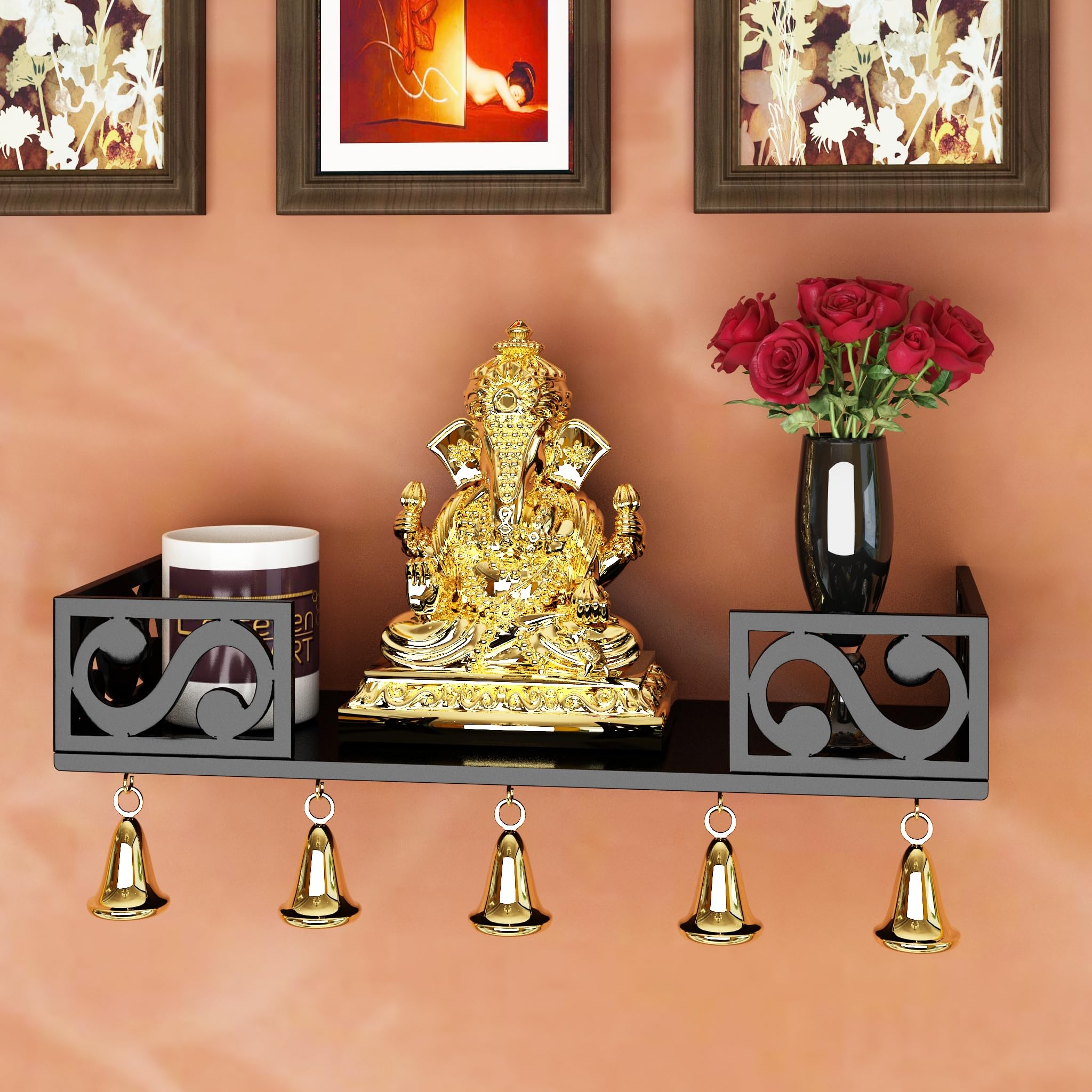 ETIQUETTE ART Solid MDF Wood Home Temple Rack Wooden Pooja mandir for ...