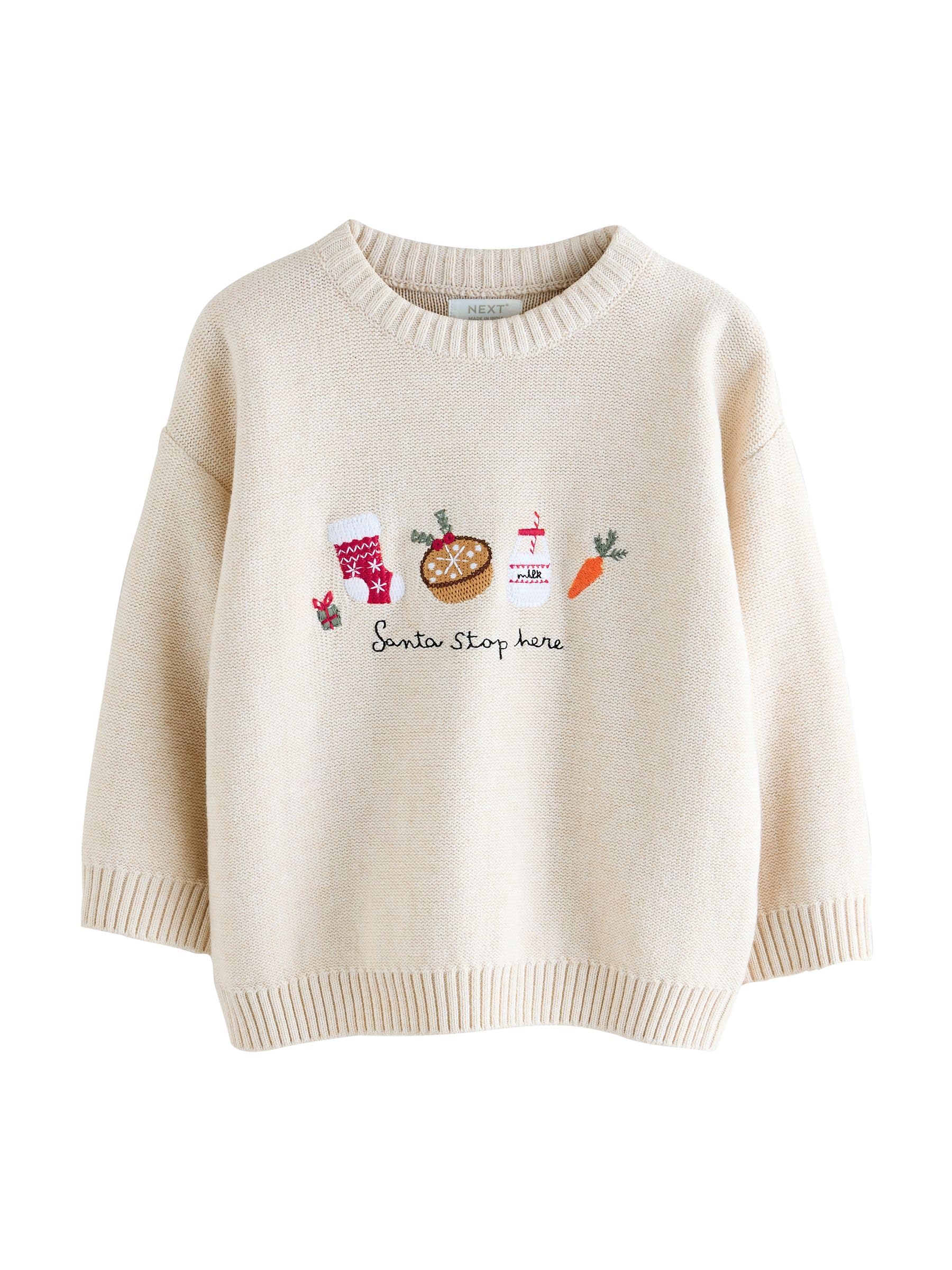 NEXT Garçon Pull en Maille de Noël Crème 2 Ans-​3 Ans