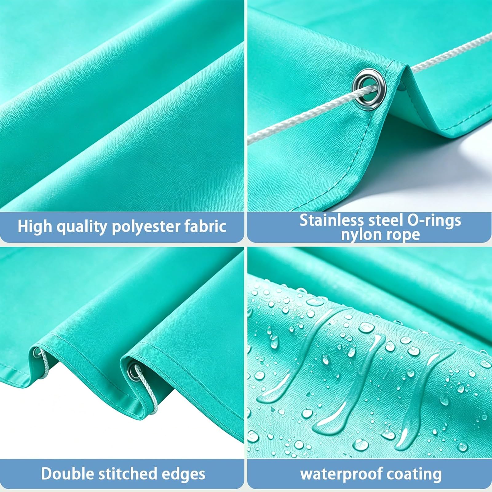 Toldo Retráctil Ondulado 1.2 x 8 m con Ojales y Cuerda, Vela Sombra Impermeable y Rectangular con Bloqueo UV y Resistencia a Desgarros para Jardín Porche Patio Barbacoa, Azul Cielo