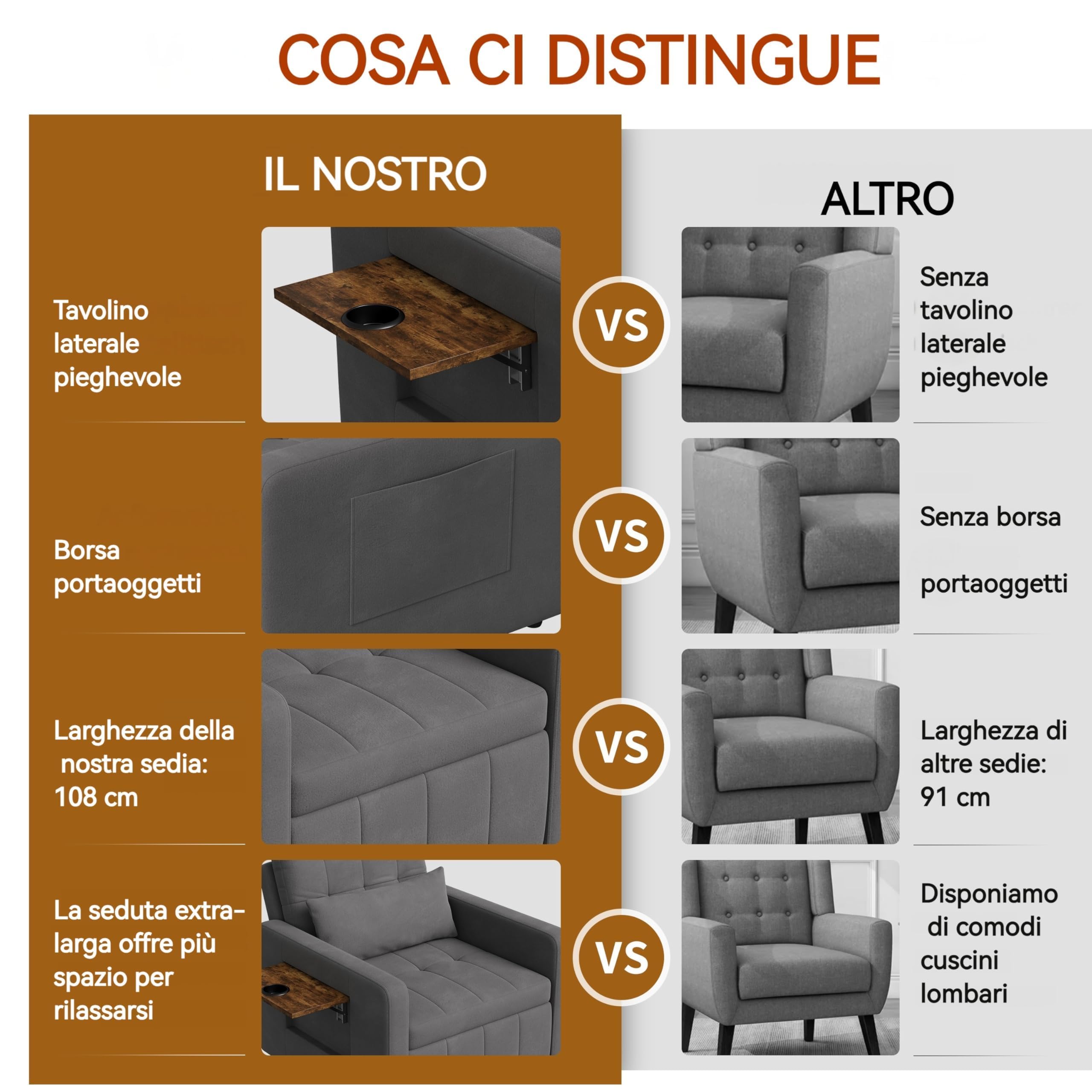 Fotel rozkładany 3 w 1, rozkładany fotel rozkładany z funkcją łóżka, rozkładana sofa, łóżka ze składanymi stołami herbacianymi, regulowany fotel z poduszką, szary, 190 x 108 x 86 cm