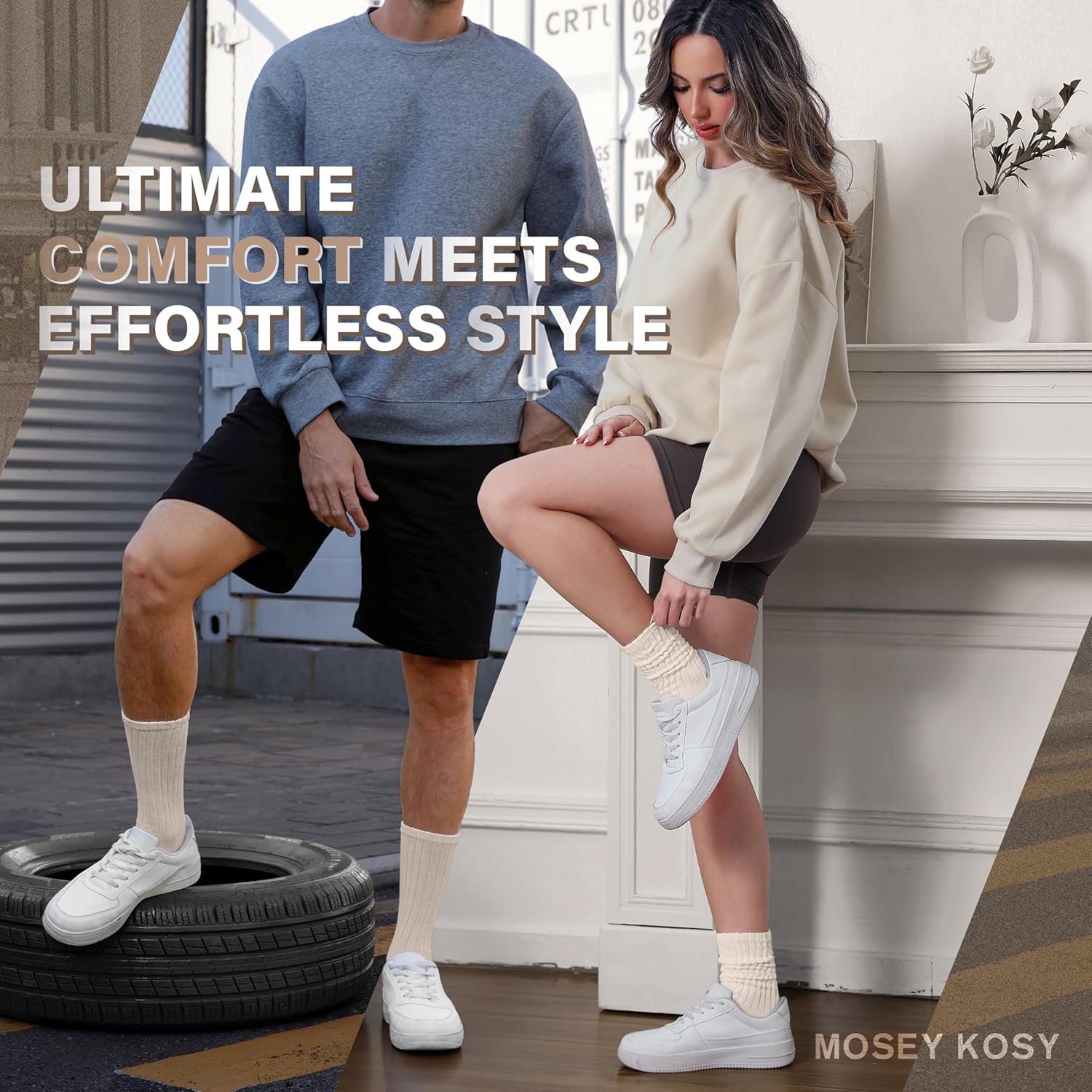 Scrunch Cotton Socks, Slouch Calf Thin Breathable Soft Socks for Women and Men, 4 Pairs - Image 5