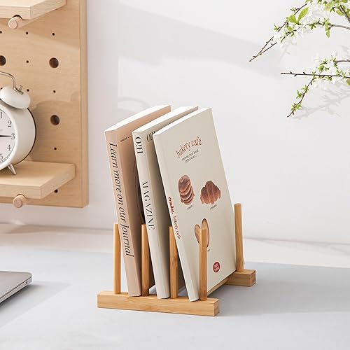 Miniatura 5 de HBlife Plato de bambú para platos, tazón, taza, libro, tapa de olla, tabla de cortar, estante de secado, escurridor, soporte de almacenamiento,