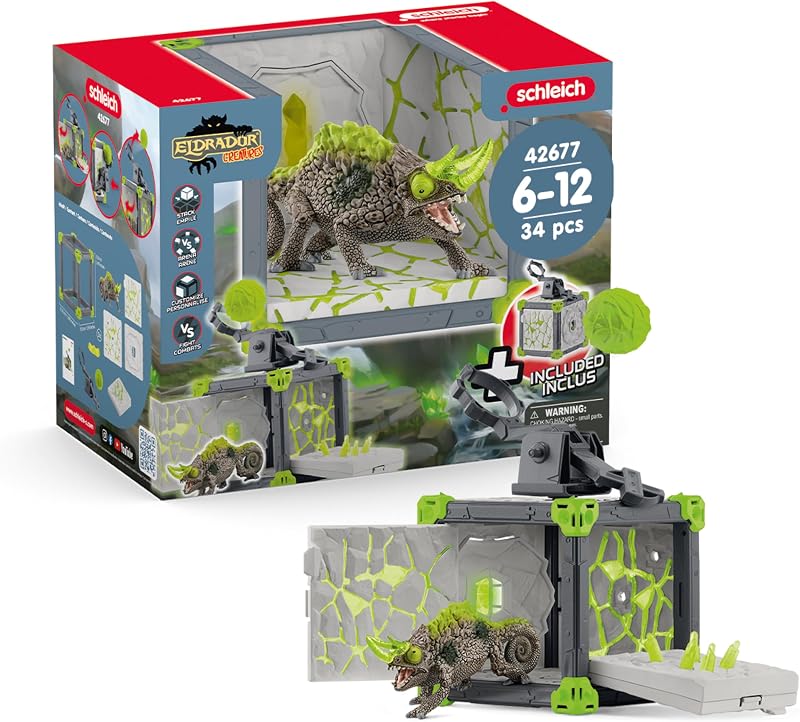 Schleich Eldrador - 34Pc Battlecave Stone Chameleon - Niños mayores de 7 años | 42677 | Figura de monstruo, juguete de criatura de batalla para niños mayores de 7años, bestia de fantasía, regalos de figuras de acción, juego de simulación imaginativo sin pantalla