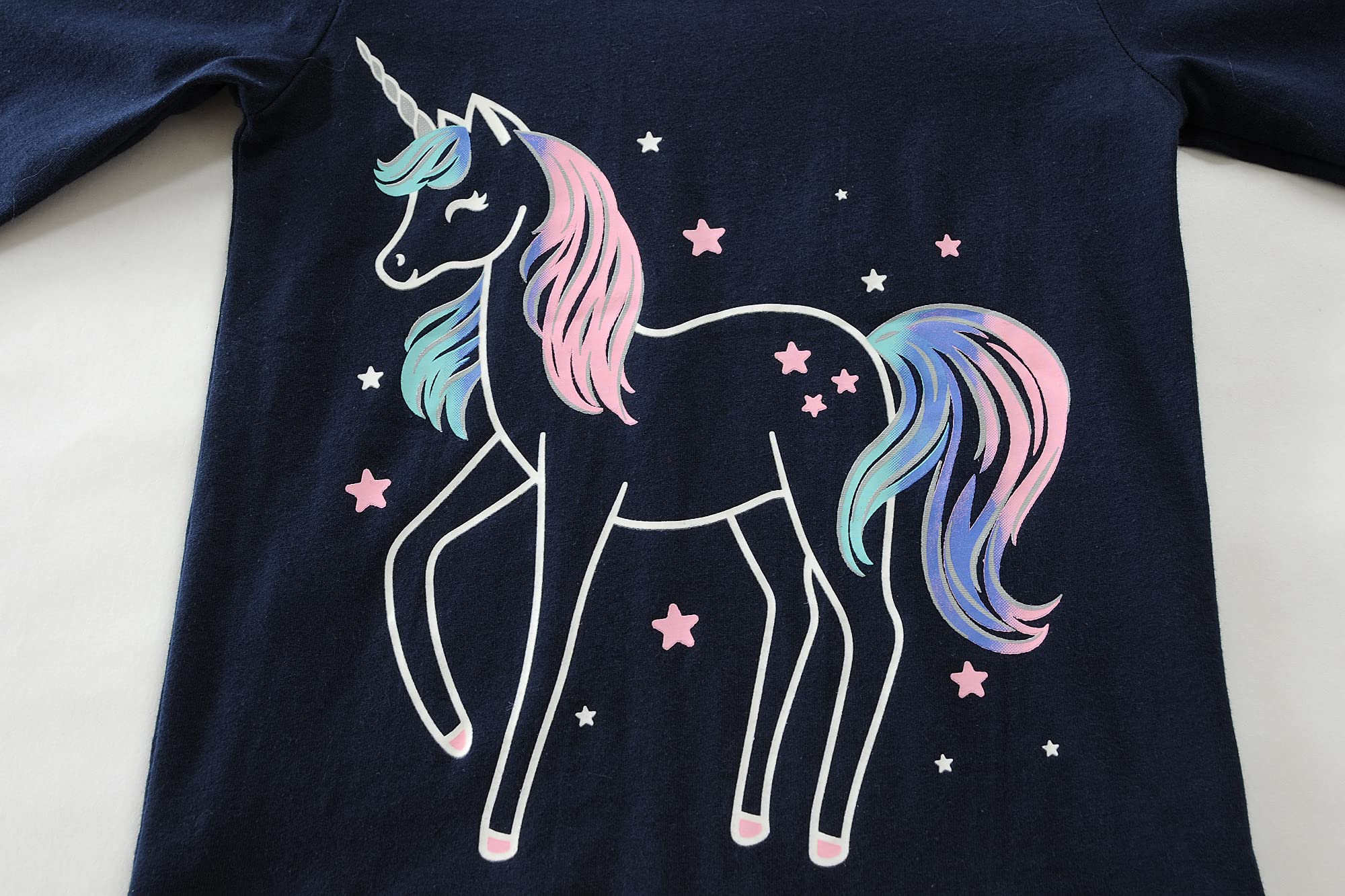 EULLA Pigiama per bambini e bambine, a maniche lunghe, in cotone, per l'inverno, con unicorno, principessa, coniglietto, gufo, due pezzi, biancheria da notte 1-10 anni, 92 98 104 110 116 122 128 134