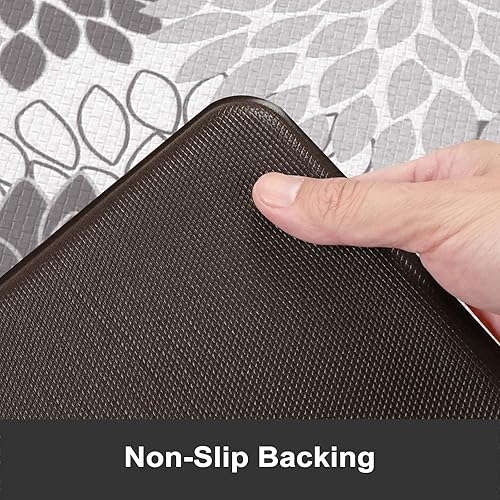 Miniatura 4 de Tapete de cocina antifatiga, 2 piezas, alfombras de cocina florales bohemias con parte trasera de goma antideslizante, tapete de cocina impermeable