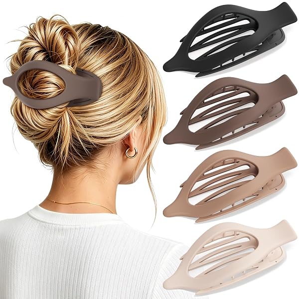 Oeusnael Large Flat Hair Clips, French Concord Hair Claw Clips - 6Pcs Side Slide Volume Clips for Women Girls, Strong Ho