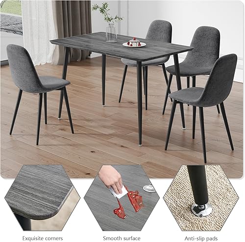 Miniatura 5 de Lecut Mesa de comedor moderna de mediados de siglo de 47 pulgadas para 4-6 personas, mesa de comedor rectangular con mesa de madera MDF y patas de