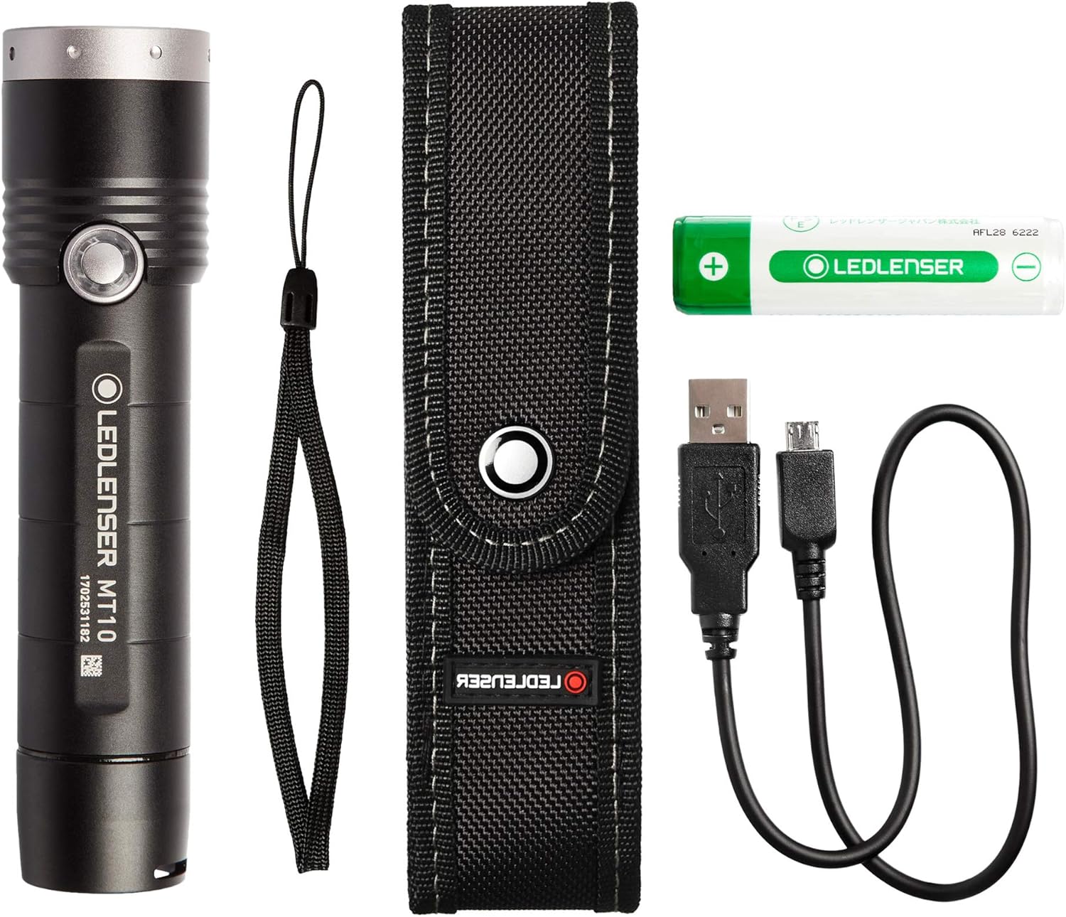 Black Friday Sale 2022 Ledlenser, MT10 Rechargeable Handheld Flashlight, High Power LED, 1000 Lumens, Lanyard and Sheath, Outdoor Series, Backpacking, Hiking, Camping