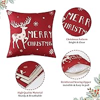 Vista 5 de CAROMIO Juego de 4 fundas de almohada decorativas de Navidad de 18 x 18 pulgadas, fundas de almohada decorativas de granja para el hogar, ciervos