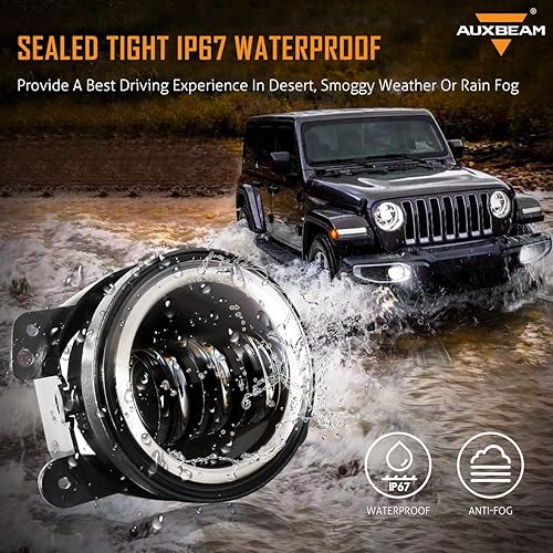 Miniatura 4 de Auxbeam Luces antiniebla LED de 4 pulgadas para Jeep Wrangler JK Rubicon Unlimited JKU 2007-2018, 60W conducción Offroad 4" Lámparas antiniebla