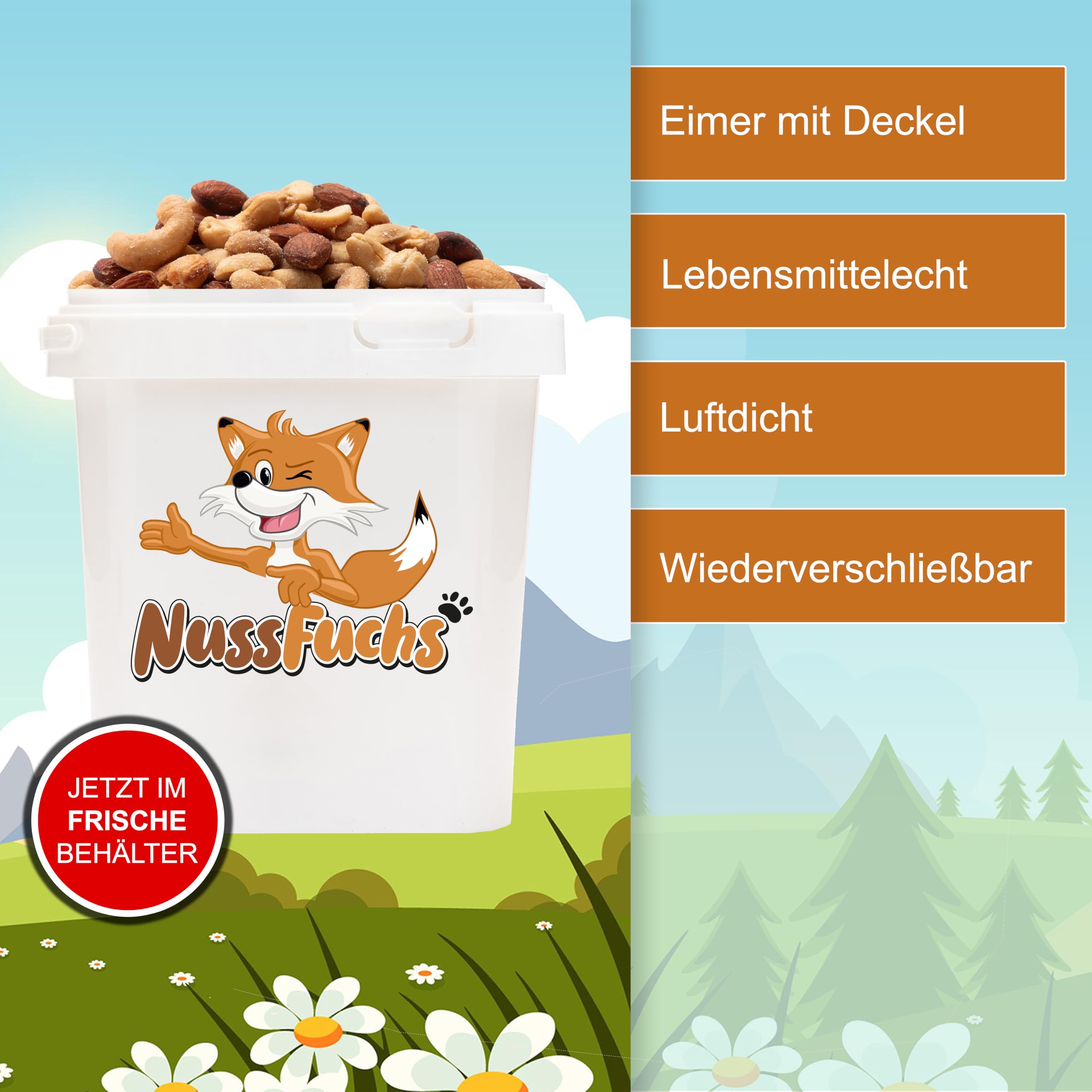 Nussmischung gesalzen - NussTrio - Nuss Mix 1 kg-3 kg Nussmischung mit Cashewkernen, Mandeln & Erdnüssen geröstet gesalzen - herzhafter Snack im Beutel oder Eimer (1,5 kg)