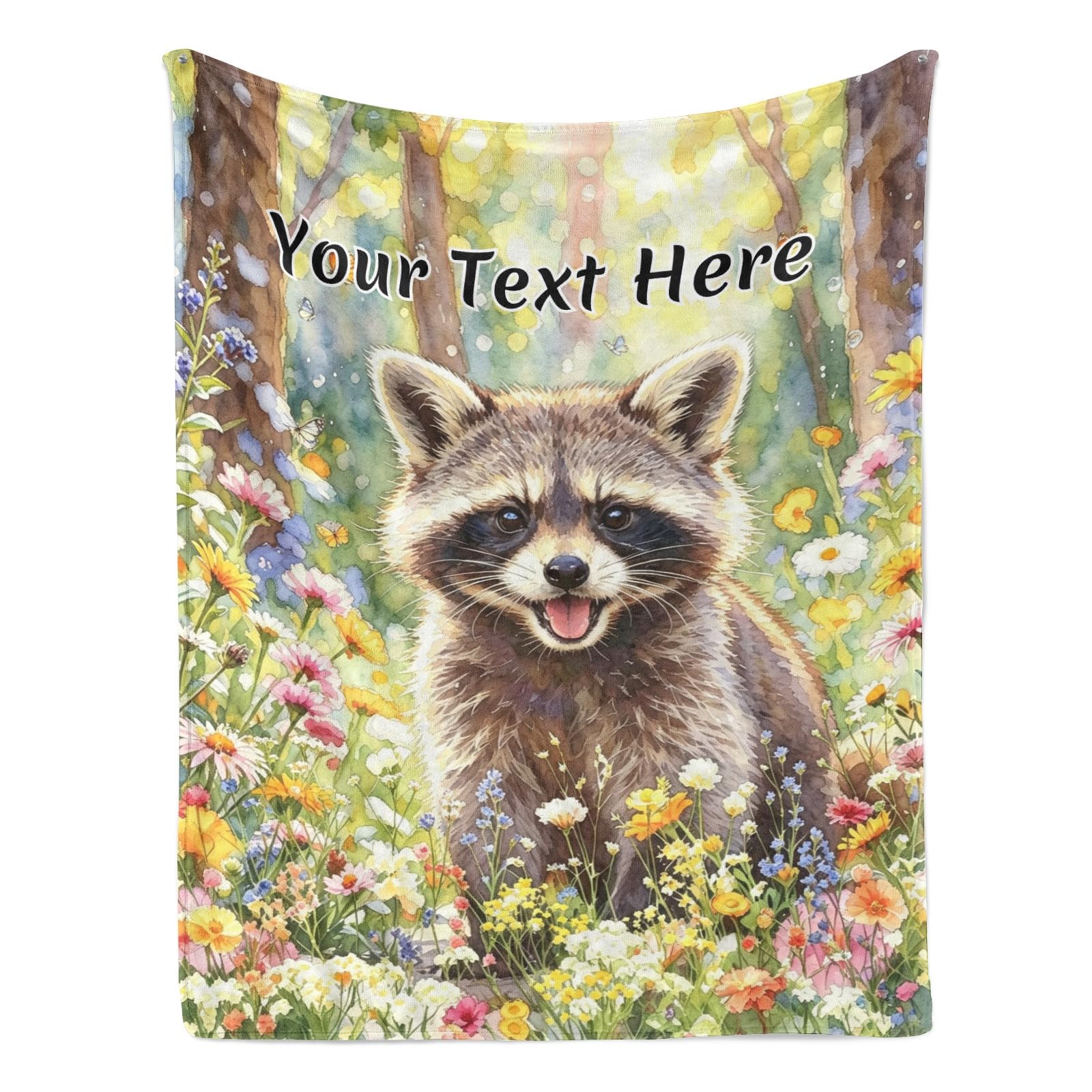Couverture personnalisable raton laveur idée cadeau personnalisé fille et fils