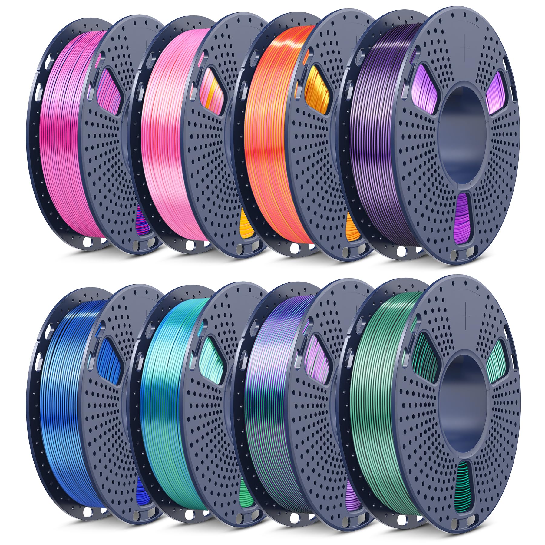 SUNLU 250G Silk Dual Color PLA Filament Bundle, 2kg in Total