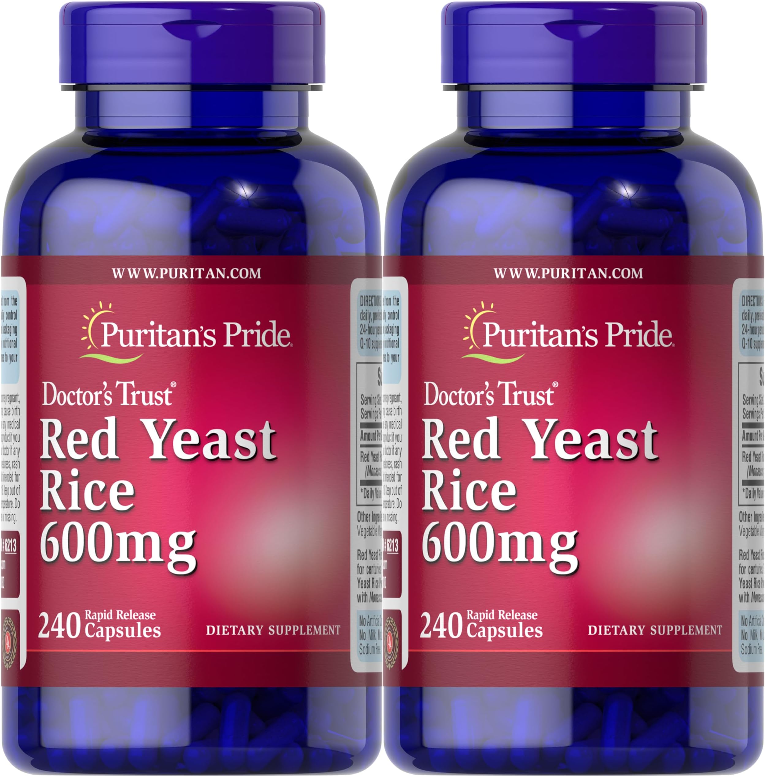 Puritan's Pride Red Yeast Rice Capsule 600 mg, 240 Count