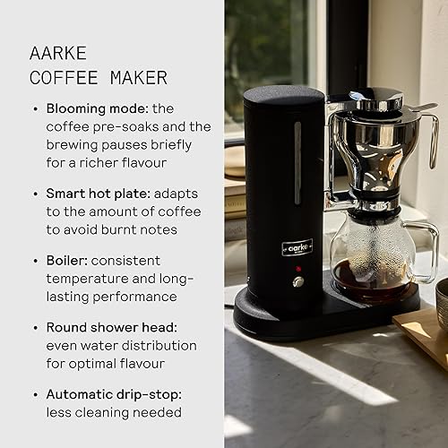Miniatura 4 de aarke Cafetera eléctrica de 10 tazas42 onzas líquidas con parada automática de goteo, jarra de vidrio, prepara olla completa en menos de 6 minutos,