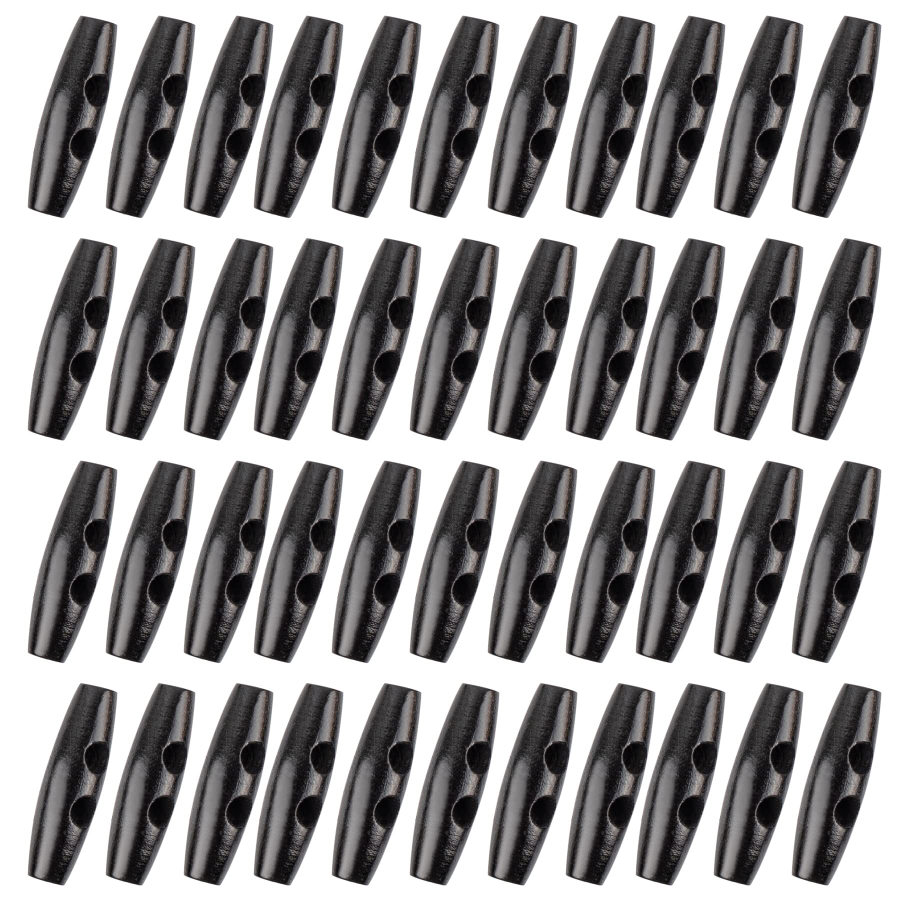 Framendino, 50 Pack 2 Hole Wood Toggle Buttons Oval Horn Button for DIY Clothing Sewing Accessories Black