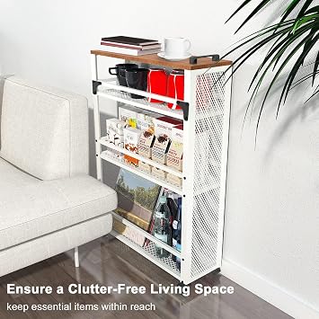 3-Tier Rolling Cart Slim - White Laundry Bathroom Kitchen
