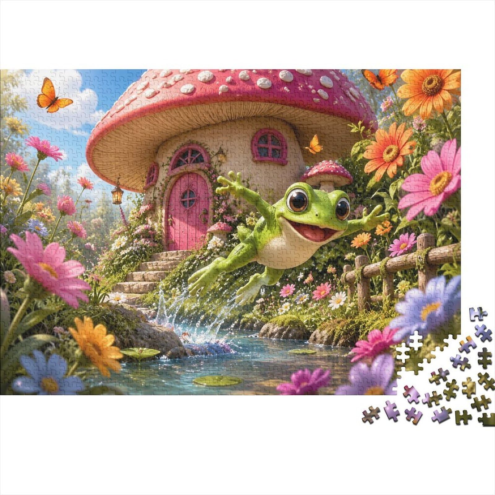 1000 Piece Mini Jigsaw Puzzle For Adults Frog Mushroom Flower Gift Idea