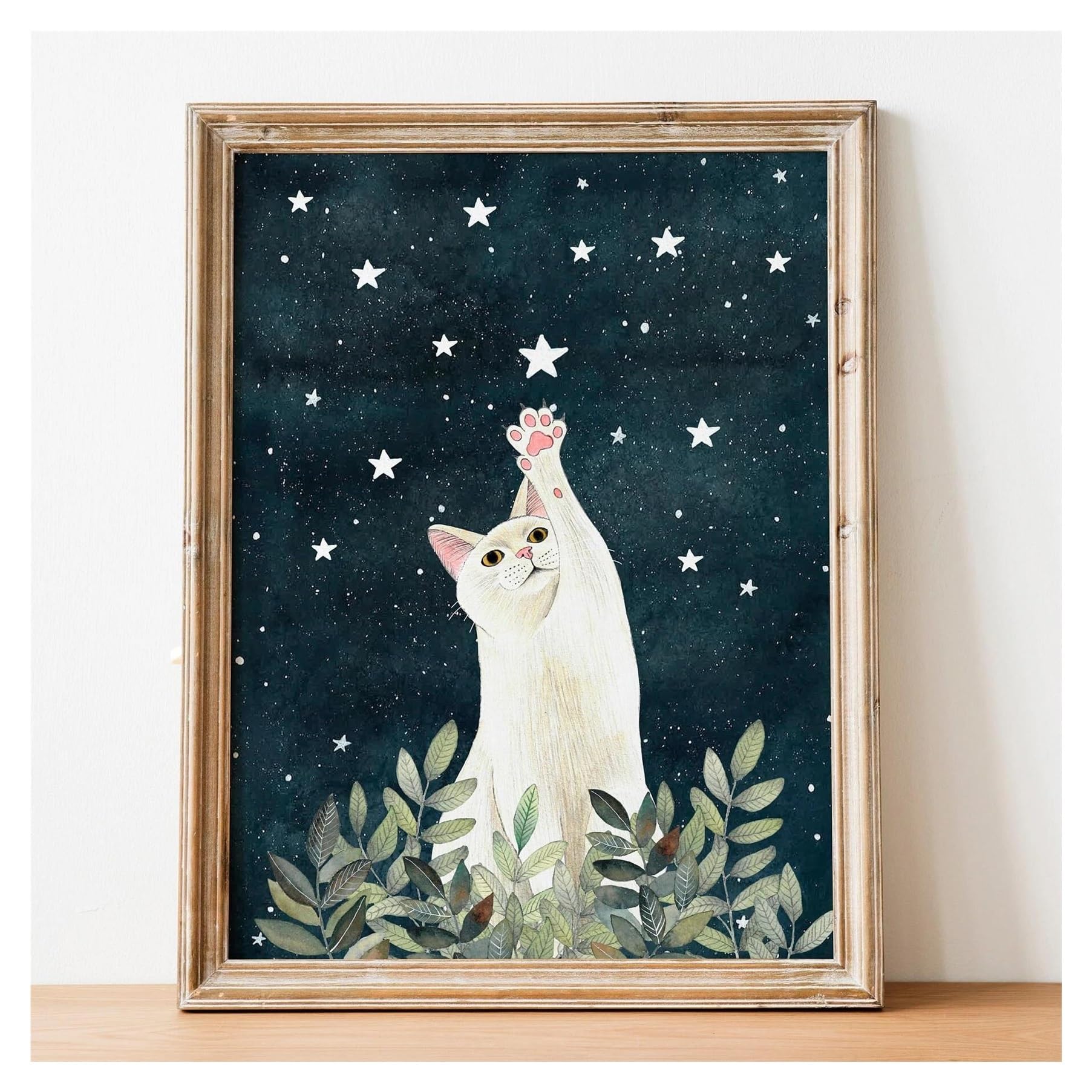 Impression sur toile de chat mignon moderne abstrait de 30x40 cm pour une décoration murale unique