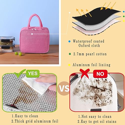 Miniatura 10 de Lonchera térmica para mujeres y hombres, bolsa de almuerzo grande reutilizable con cinturón de hombro ajustable, bolsa térmica portátil para el