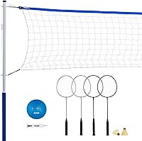 Franklin Sports Volleyball & Badminton Set - Complete Beach Backyard Combo with Net, Rackets, Birdies, Pump & Poles