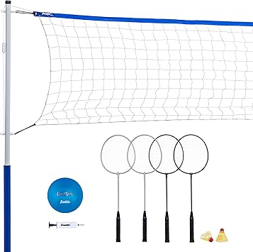 Franklin Sports Volleyball + Badminton Sets - Beach + Backyard Game Set - Volleyball, Pump, Badminton Rackets, Birdies, Net + Poles Included