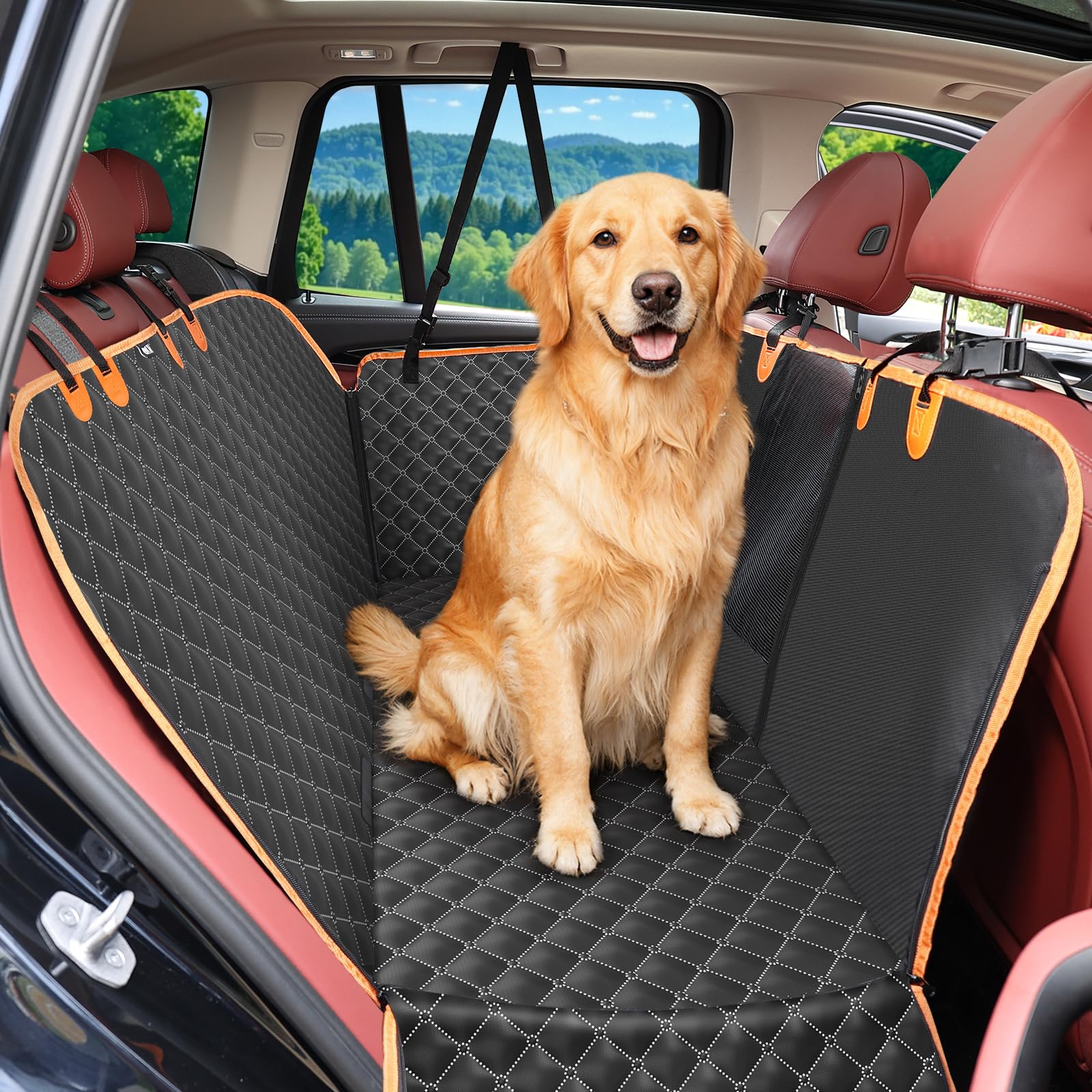 KYG Hundedecke Auto Rückbank, Autoschondecke Hund Rücksitz Seitenschutz und Sichtfenster Wasserdichter, Rutschfester, Hunde Autodecke, Autodecke für den Rücksitz 135 x 140 cm