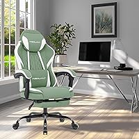 Vista 2 de Misolant Gaming Chair, Fabric Gamer Chair with footrest for Adults, High Back Ergonomic Computer Game Chair with Adjustable Headrest and Massage
