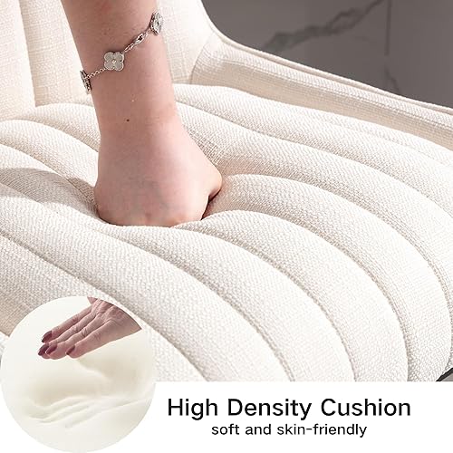 Miniatura 6 de Shunzhi Juego de 2 taburetes de bar de lino con respaldo, modernos taburetes de bar tapizados, sillas de bar de 26 pulgadas con patas de metal negro