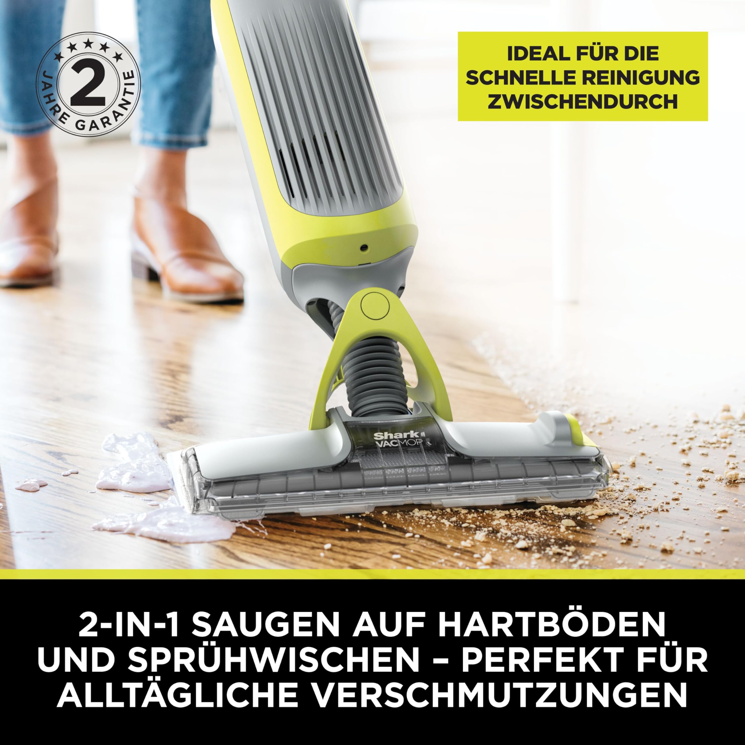 Shark VacMop Elektrischer Wischmopp mit Saugfunktion, Anthrazitgrau