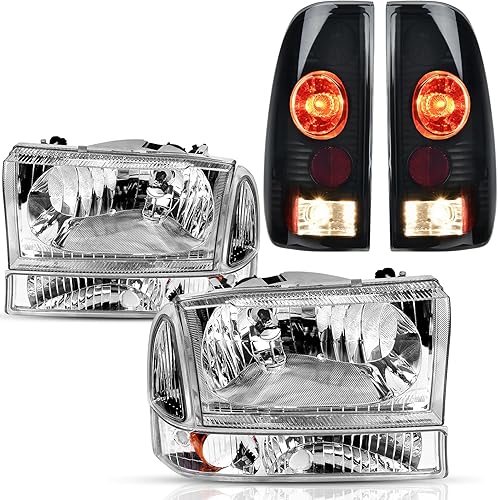 Miniatura 1 de DWVO Juego de luces traseras de faros delanteros compatible con Ford F-250 F-350 F-450 F-550 Super Duty 1999-2004 (no para uso con faros de haz