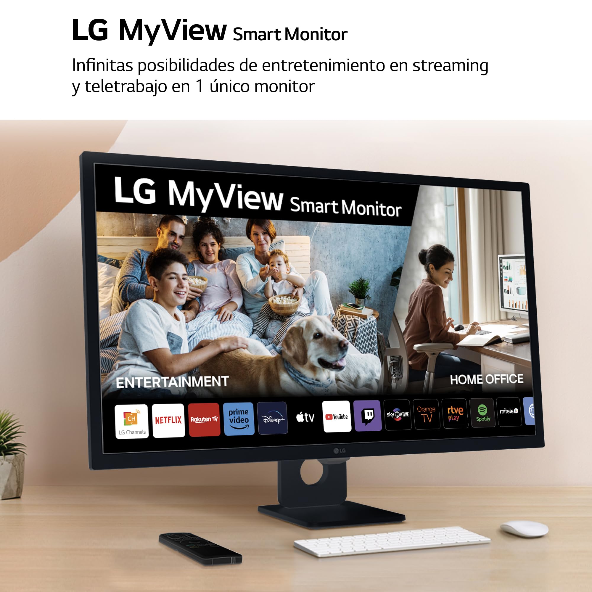 LG 32SR50F-B - Smart Monitor, 32", Pantalla IPS, 1920x1080, IPS, (16:9), webOS23, 250 nits, con Mando, Sin Cámara, Inclinación Ajustable, Negro