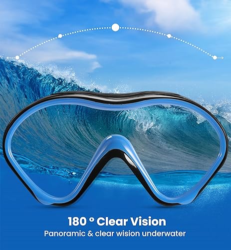 Miniatura 3 de Aegend Gafas de natación para niños con cubierta para la nariz, máscara de buceo de esnórquel para 3-12 años