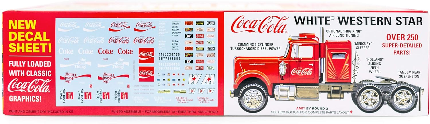 AMT White Western Star Semi Tractor (Coca Cola) 1:25 Scale Model Kit
