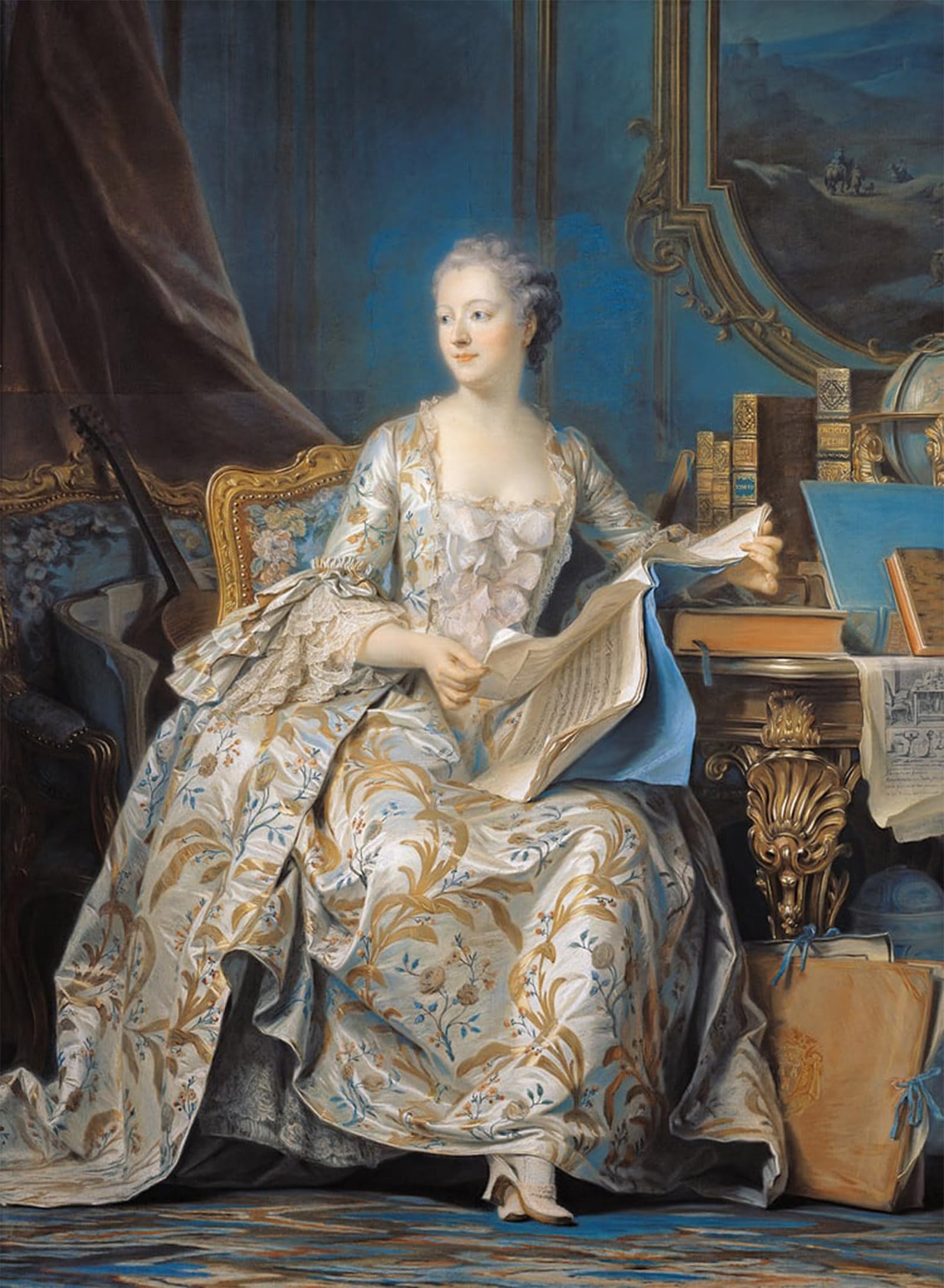 POSTERIIk Vintage Print Pop Art Landscape Artwork Jeanne Poisson the Marquise De Pompadour by Maurice Quentin De La Tour Art Prints for Office Home Decor 60x90cm