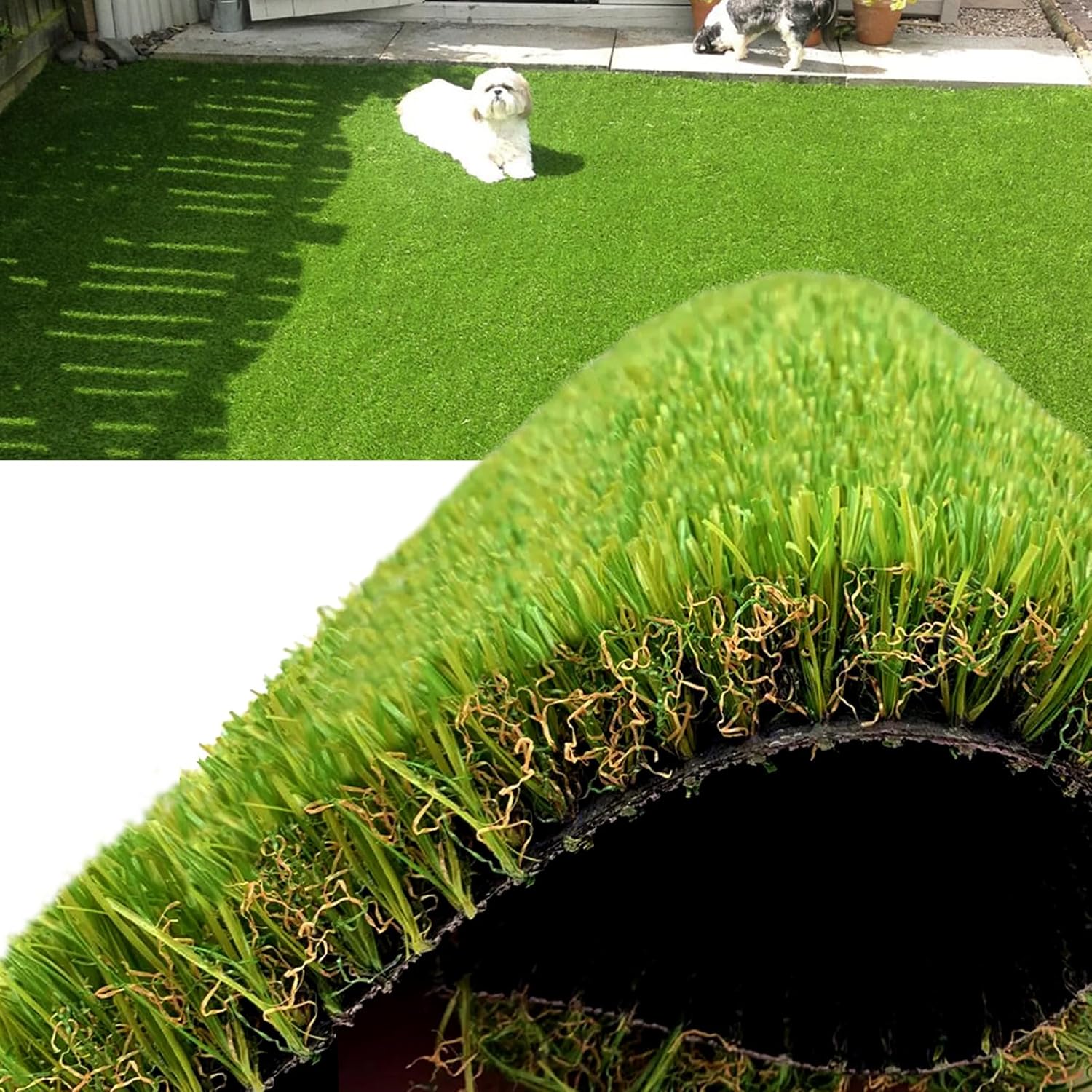 Realistic Fake Grass Rug with Drainage 4FTX13FT Indoor Outdoor Garden Artificial Lawn Mat Synthetic Grass Carpet Mat for Dogs, Balcony, Patio, Backyard, Customized