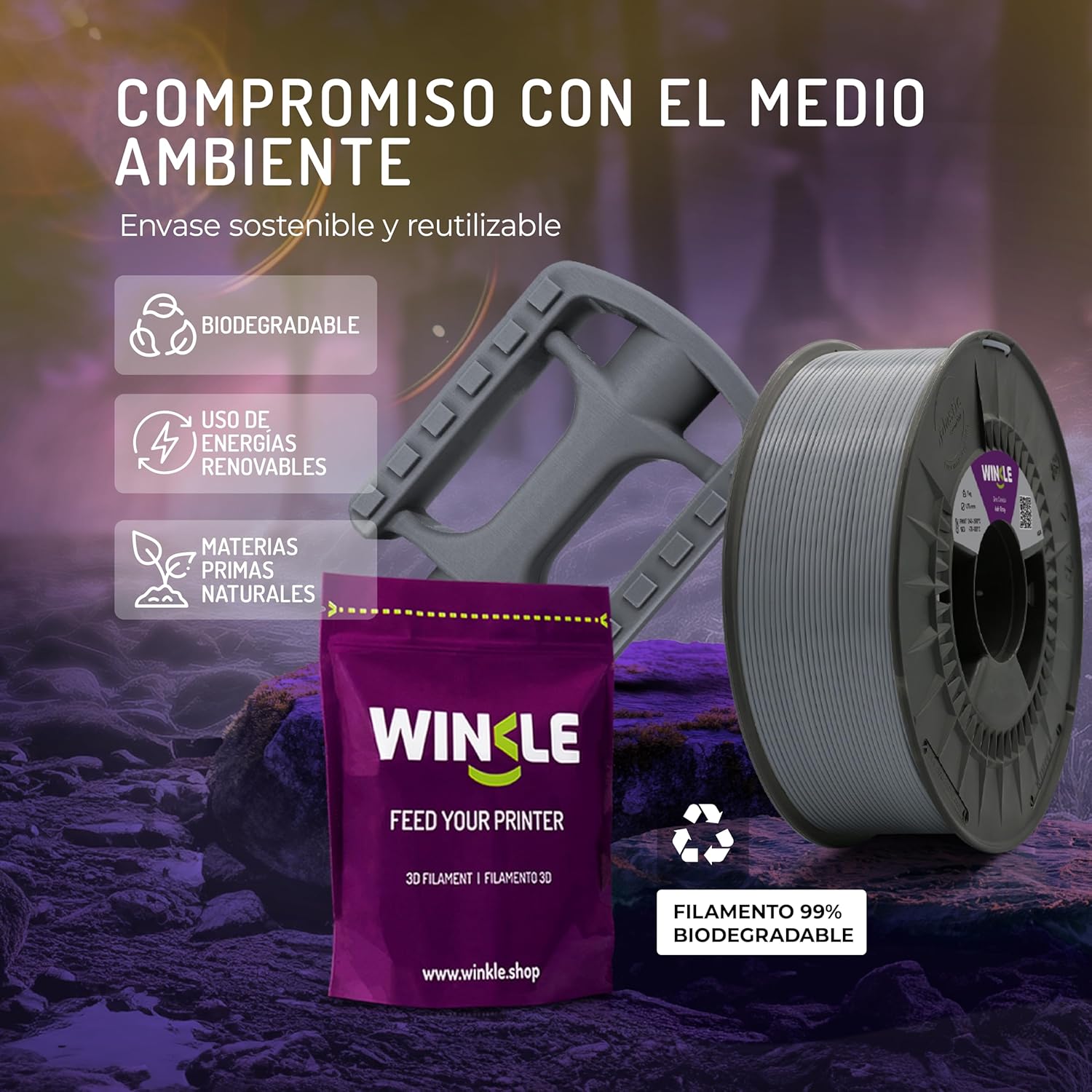 WINKLE ASA Filament 1.75 mm Natural Colour, 250 g Spool, 3D Printer Filament Compatible with Most FDM Printers, 3D Printing Materials, Dimensional Accuracy, Weather and UV Resistant