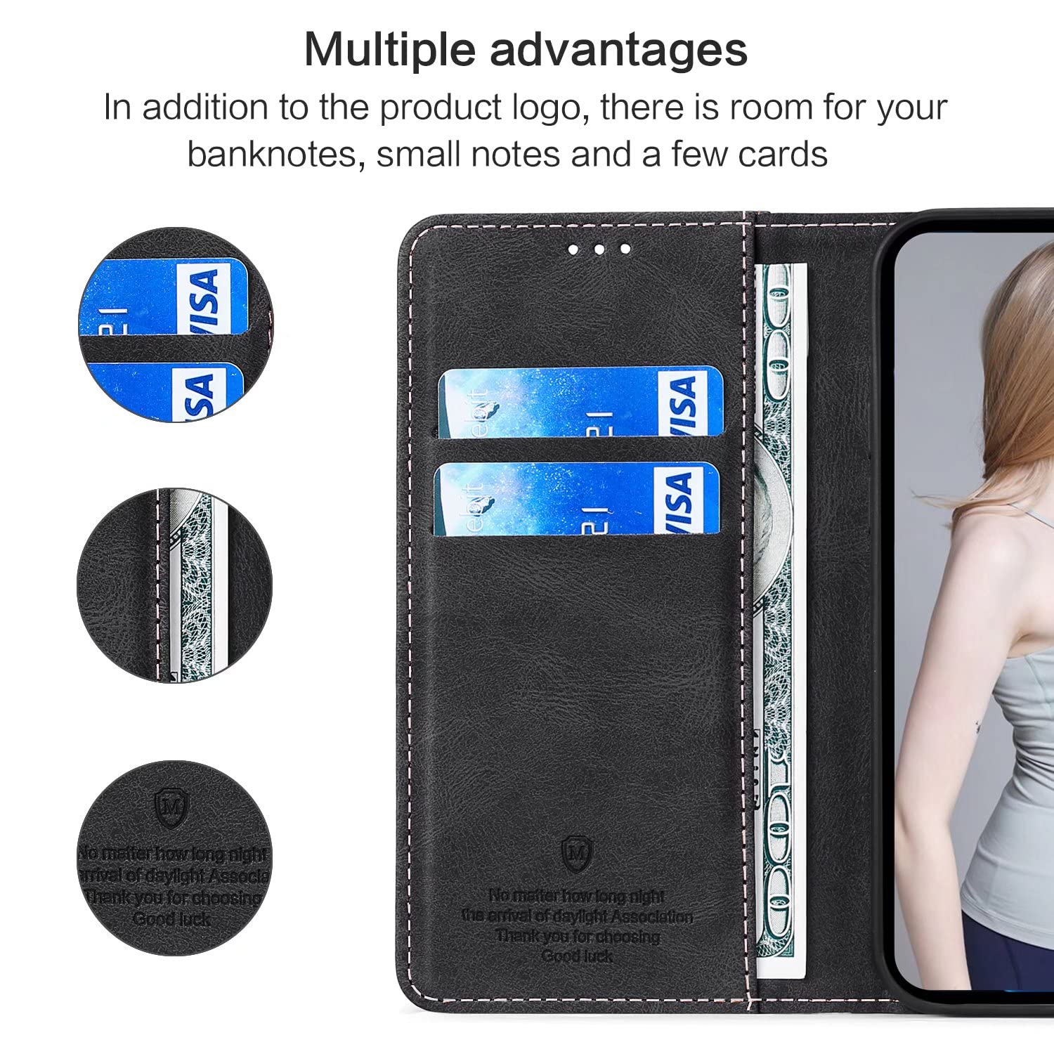 Etui FMPCUON do Oppo Realme 8/Realme 8 Pro,[PU Premium Leather Cover] [Etui z klapką], z gniazdami na karty do Oppo Realme 8/Realme 8 Pro, czarne