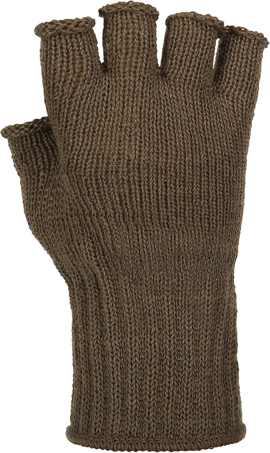 Fingerless Wool Glove Military GI Govt Issue (Black) at  Men’s Clothing store