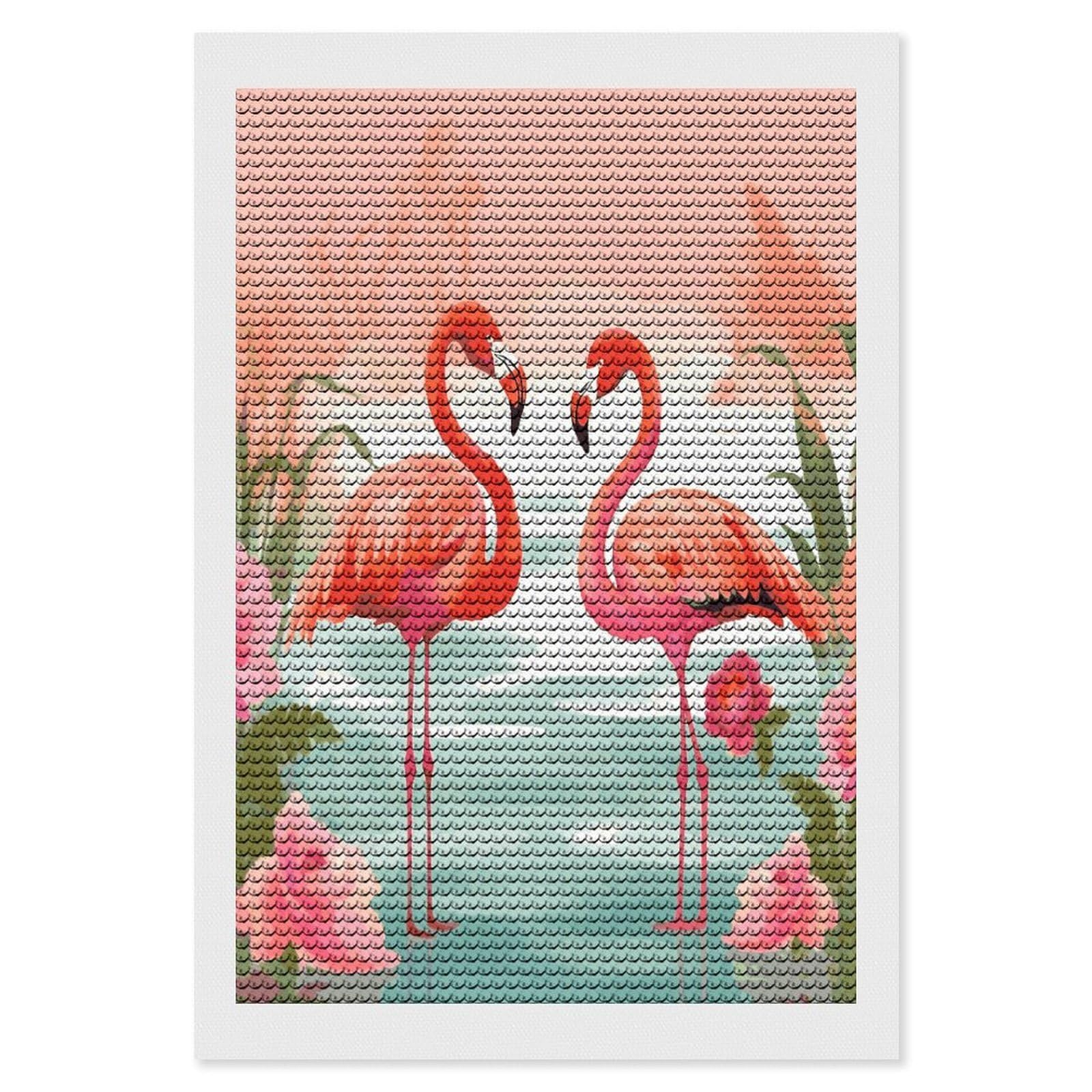 LDGSUPH Two Red Flamingos Diamond Painting Kits for Adults Paint with Diamond Pictures Art DIY Full Drill Diamond Dots Painting Personalized Diamond Photo for Home Wall Decor Gift 8"x12"
