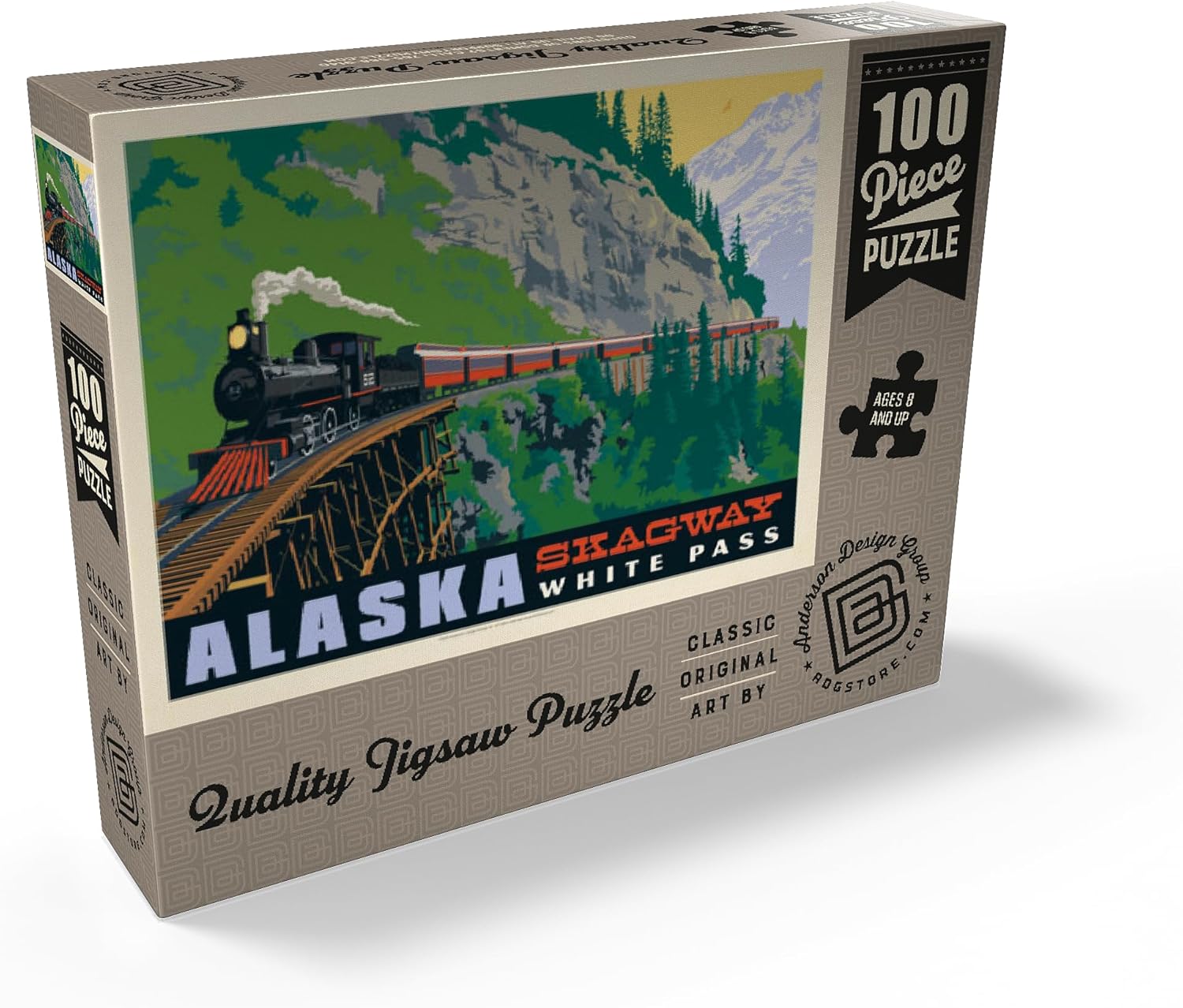 MyPuzzle Alaska: Skagway, Vintage Poster - Premium 100 Piece Jigsaw Puzzle for Adults