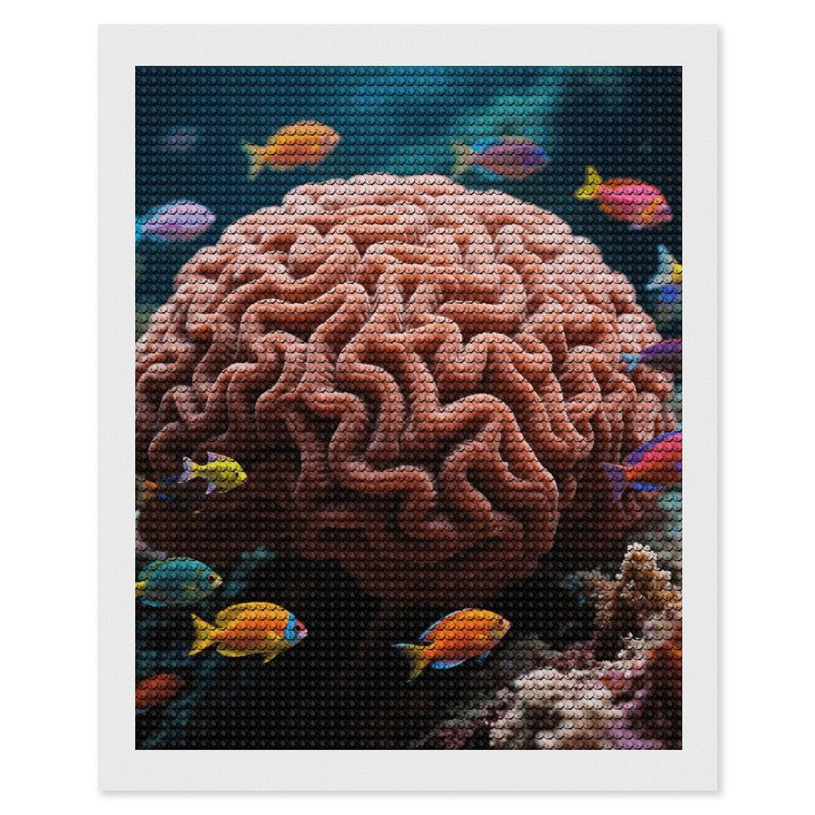 FodPand BrainCoral 5D Diamond Painting Kits for Adults Beginners Full Drill Round Diamond Dots Pictures Gem Art Supplies for Home Wall Room Decoration DIY Craft Set Gift 16x20