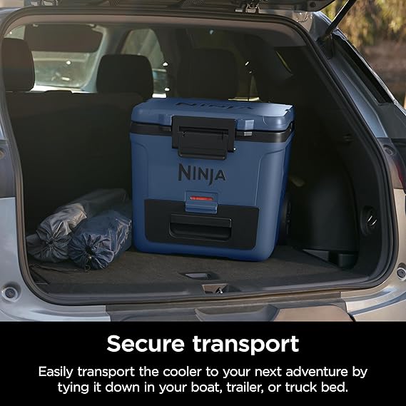 Ninja | Cooler | FrostVault 30QT Cooler with Wheels | Insulated with Temp Dry Storage Drawer | Keeps Ice Cold for Days | for the Beach, Camping, Picnics & More | Lakeshore Blue | FB230BL